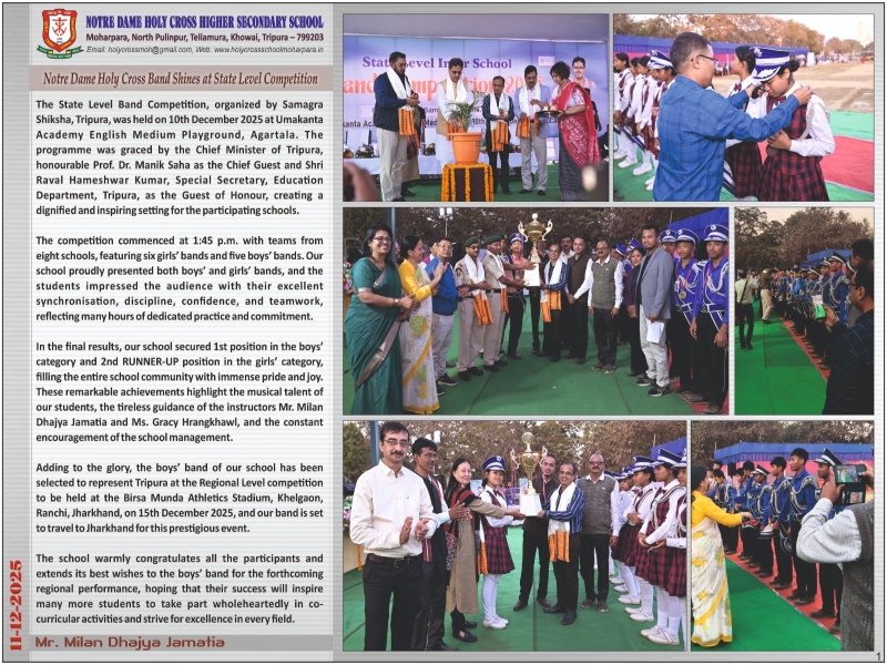 Notre Dame Holy Cross Band Shines at State Level Competition Notre Dame