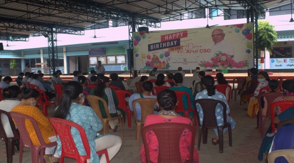 Birthday celebration of Fr. Arul J CSC, the secretary of the school