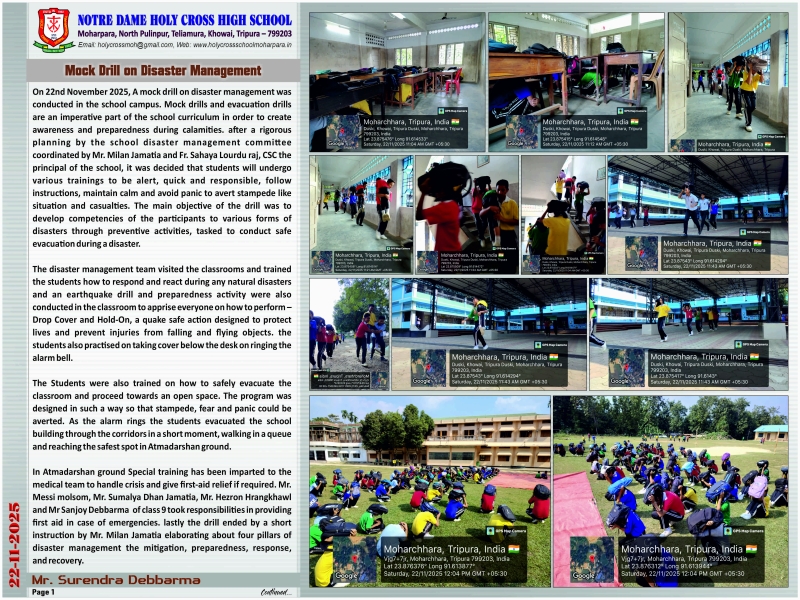 Mock Drill on Disaster Management Notre Dame