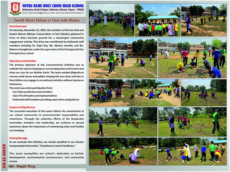 Swachh Bharat abhiyan or Clean India Mission Notre Dame